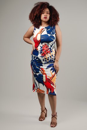 Vestido Midi - Bichos Tropical