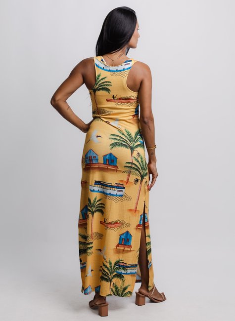 Vestido Hortencia - Barcos Tuiuiu Fundo Amarelo1