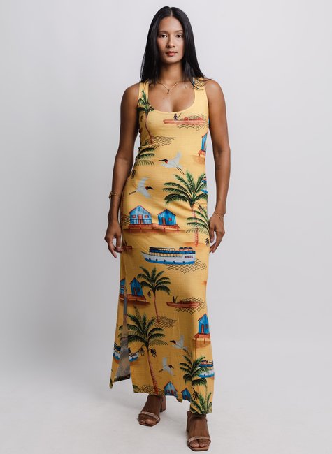 Vestido Hortencia - Barcos Tuiuiu Fundo Amarelo8
