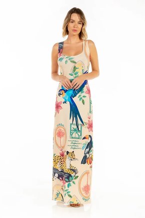 Vestido longo hortencia - Bichos Flores