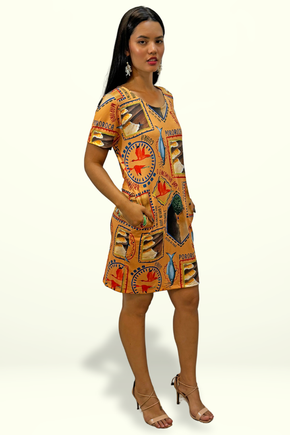 Vestido Floresta - Pororoca Fundo Salmão 0