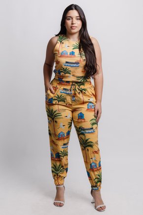 Calça Jogger - Barcos Tuiuiu Fundo Amarelo