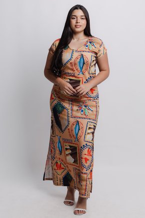 Vestido Jeri - Pororoca Fundo Salmão