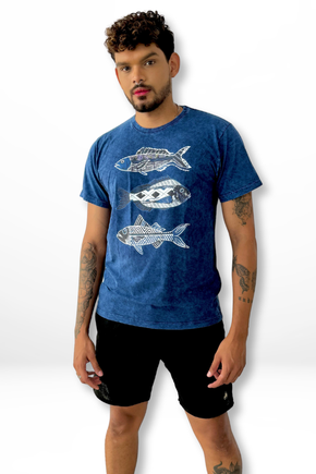 Camiseta Estonada Marinho - Peixes