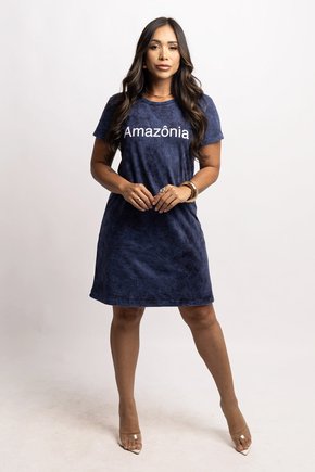 Vestido Estonado Midi Marinho - Amazônia