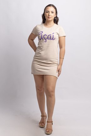 Vestido Estonado Curto Areia - Açaí 