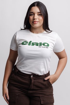 Baby Look Bordada Verde - Círio