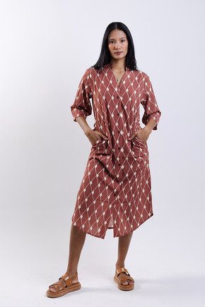 Chemise Atena Gola Padre - Indígena Vermelho