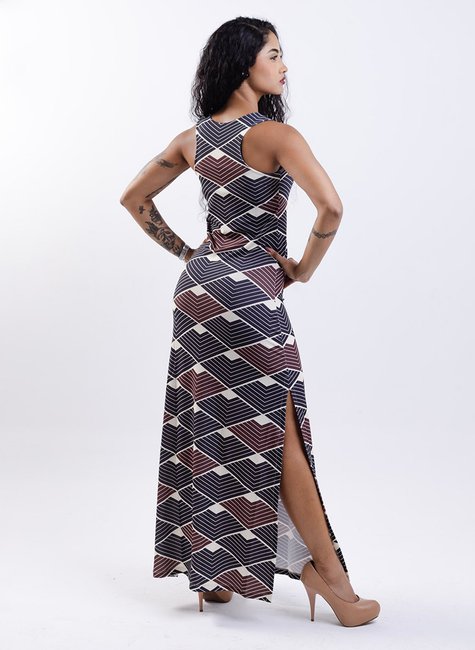 Vestido Hortência - Indígena Preto e Vermelho5