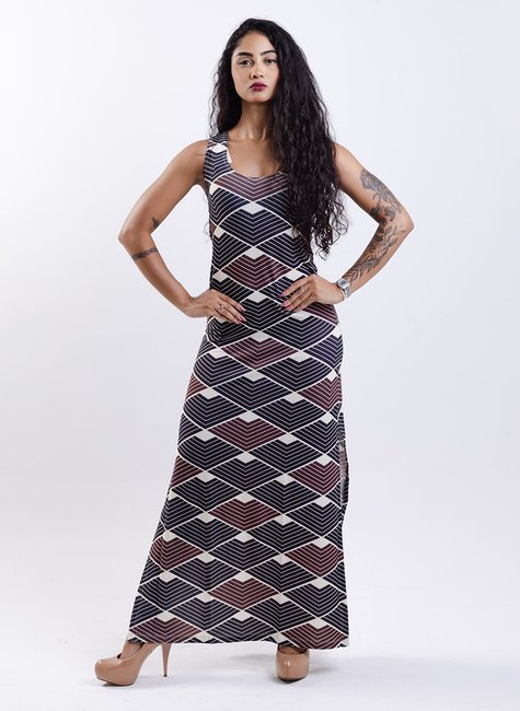 Vestido Hortência - Indígena Preto e Vermelho8