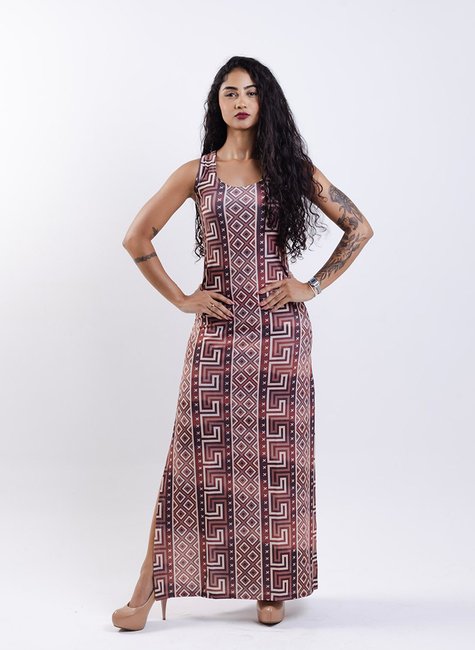 Vestido Hortência - Marajoara Tons Terrosos