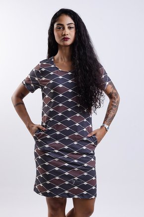 Vestido Floresta - Indígena Preto e Vermelho