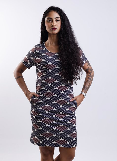Vestido Floresta - Indígena Preto e Vermelho0