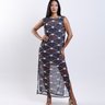 Vestido tule Maré - Indígena Preto e Vermelho