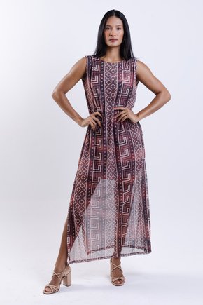 Vestido tule Maré - Marajoara Tons Terrosos