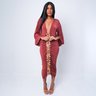 vestido malha bordado frontal