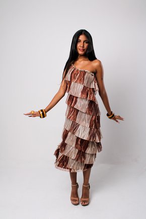 Vestido Midi Camadas Tule