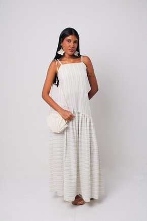 Vestido Longo - Listras Algodão Eco