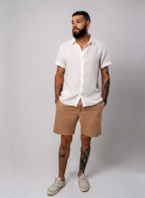Bermuda Masculina Algodão Natural