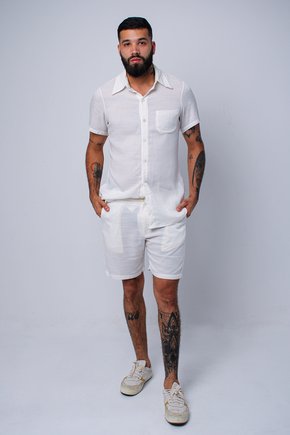 Bermuda Masculina Algodão Natural Branco
