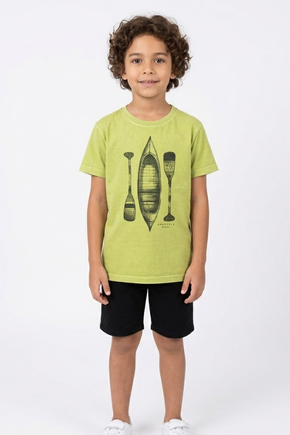 Camiseta Estonada Infantil - Verde Limão - Canoa