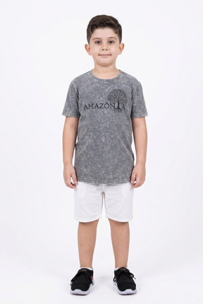 Camiseta Estonada Infantil - Chumbo Sky - Amazônia Árvore