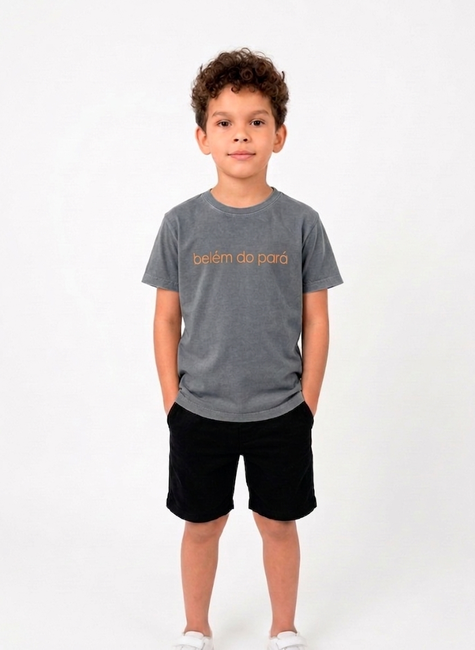 camiseta estonada infantil belem cinza color