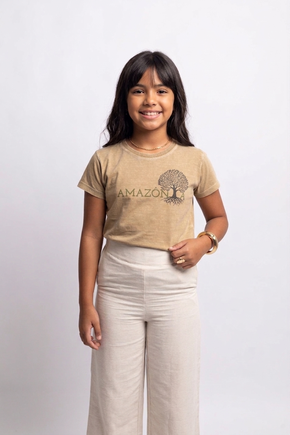 Camiseta Estonada Infantil - Caramelo - Amazônia Árvore