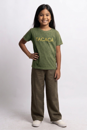 Camiseta Estonada Infantil - Verde Musgo - Tacacá