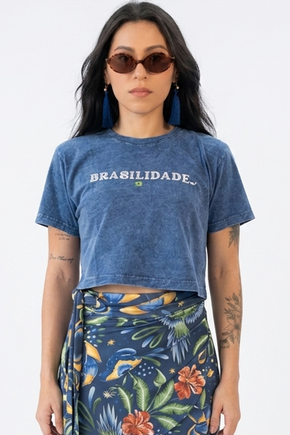 Cropped Estonado - Brasilidade Marinho Sky