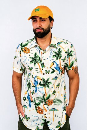 Camisa De Botao Masculina Elementos Br Aquarela