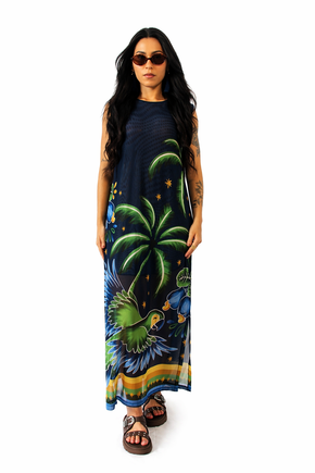 Vestido Tule Mare - Motivos Tropicais Br