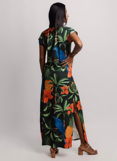 Vestido jeri arara azul abacaxi costa