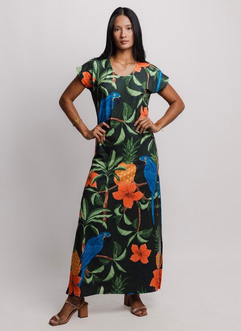 Vestido jeri arara azul abacaxi frente