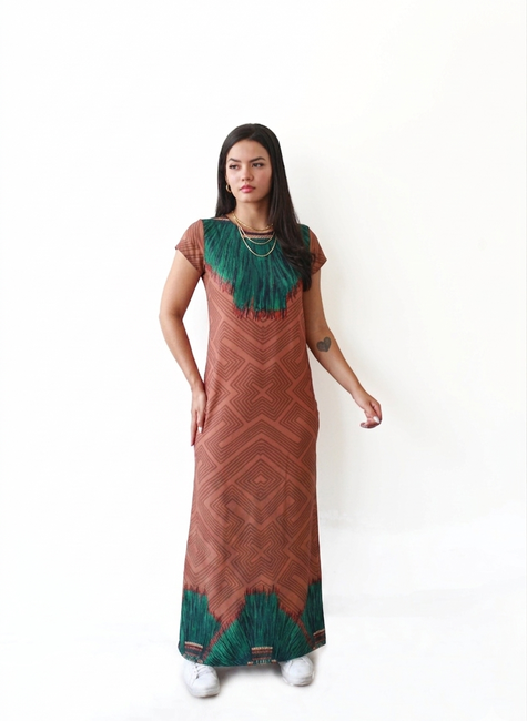 vestido jeri cocar penas