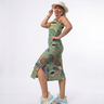 vestido canelado midi abacaxi acai e onca