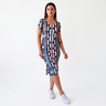 vestido midi canelado tribal frente