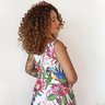 vestido midi canelado caninde flor pink costa