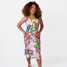 vestido canelado flores caninde pink