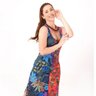 vestido longo tulipa animais e folhagens fundo meio a meio posicao