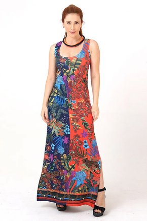 Vestido Hortência - Onça Folhagens