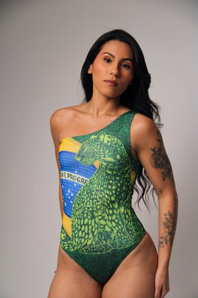 Body Ombro So Dupla Face - Bandeira Br Bordado 