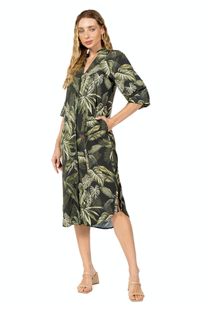 Chemise Atena - Folhagens Fundo Linho