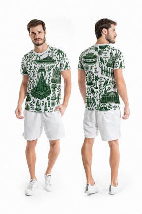 Camiseta Básica Masculina - Círio Trajeto Tons de Verde