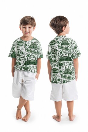 Camiseta Básica Infantil - Círio Trajeto Tons de Verde