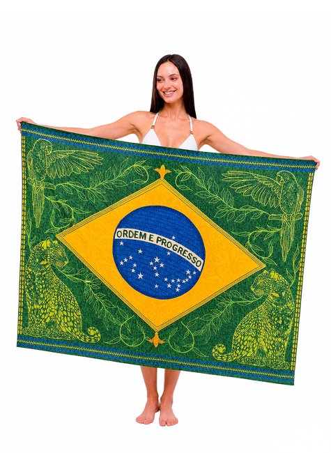 canga estampada bandeira brasil bordado large 1