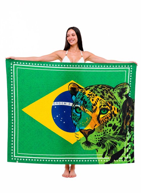 canga estampada onca vazada bandeira brasil large 1